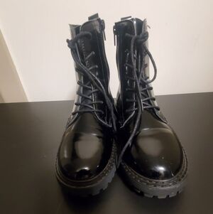 Women's Black Lace-Up Boots